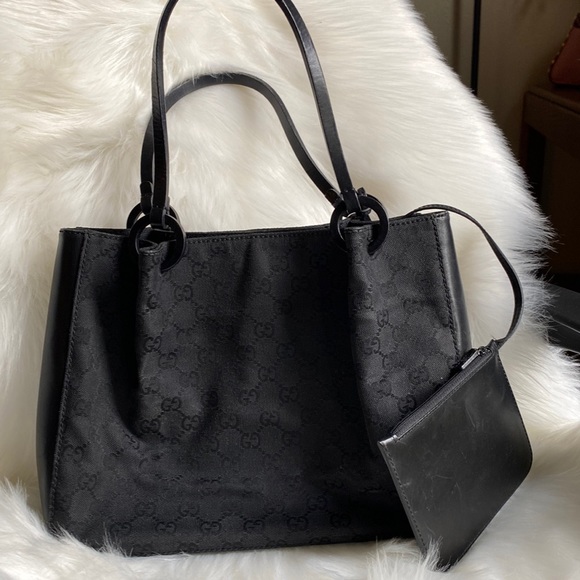 🌸👜Authentic GUCCI Tote Bag GG Canvas Leather - Picture 4 of 17